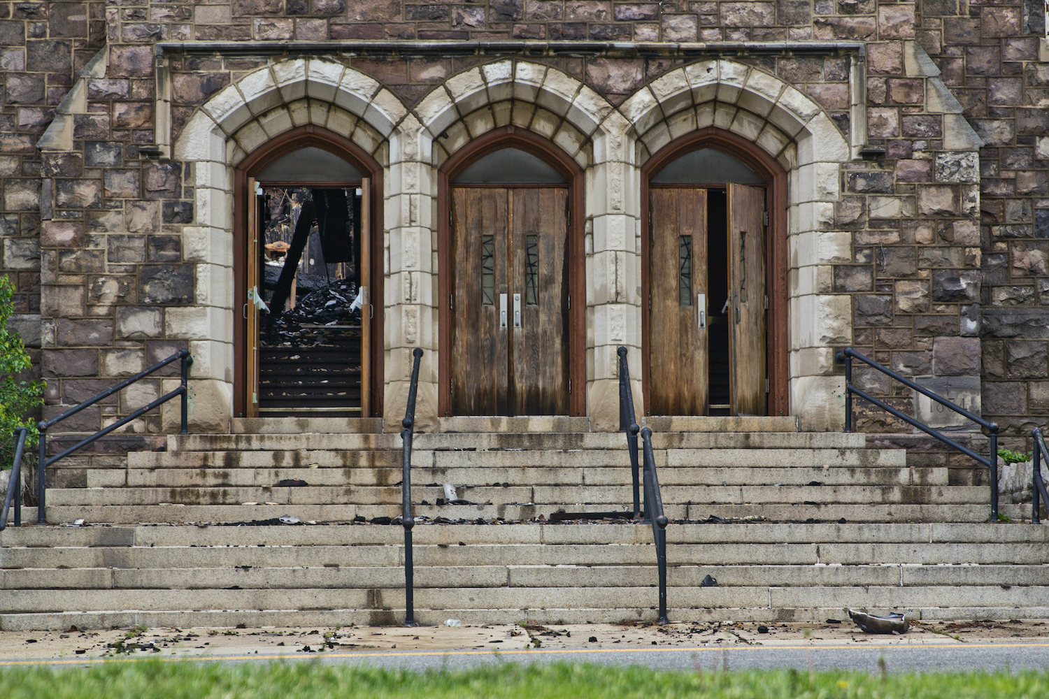 A closeup of St. Leo the Great Roman Catholic Church