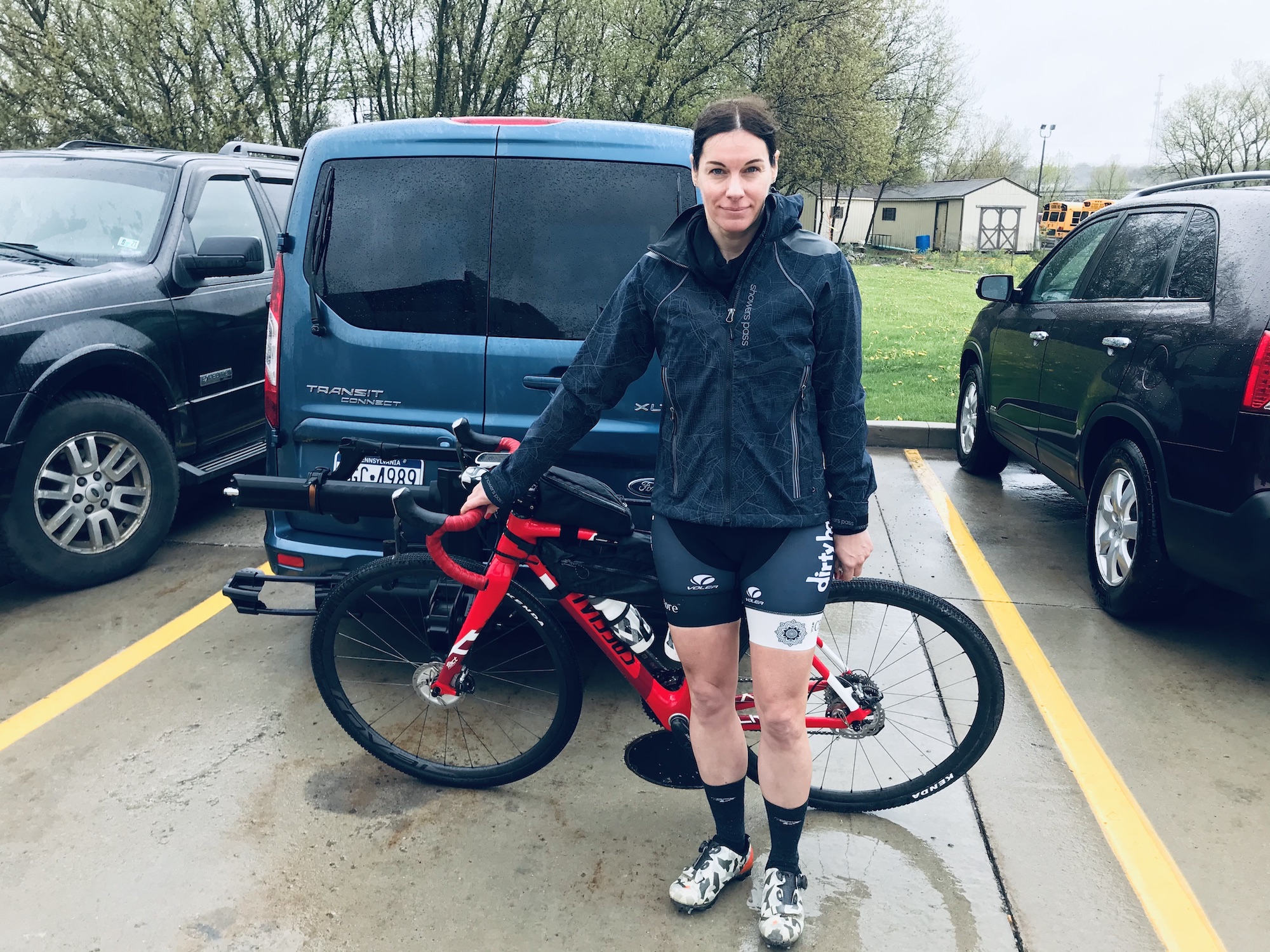 Rachel Weaver is pictured with her bike in a parking lot