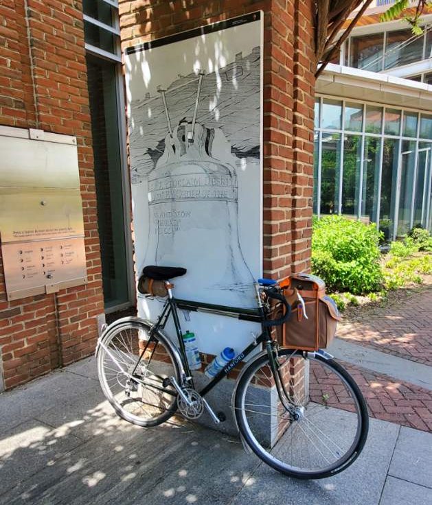 A bike is pictured outside the Liberty Bell