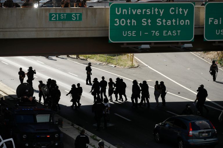 In this file photo from June 1, 2020, protesters march down Interstate 676 in Philadelphia, during a march calling for justice over the death of George Floyd. (AP Photo/Matt Rourke)