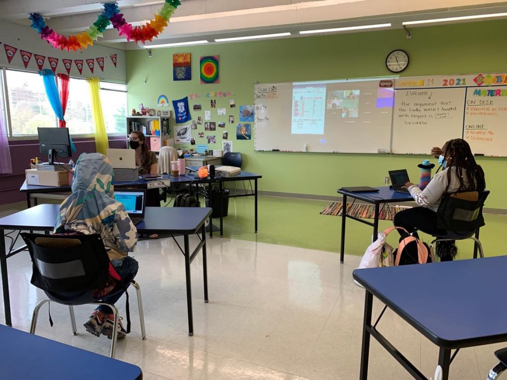 Inside Inside Sam Scarpone’s English class at Mastery Charter School-Pickett Campus in Germantown.