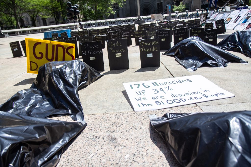 OSOC_rally_KP_051121_01 Body bags represent Philadelphians killed by gun violence