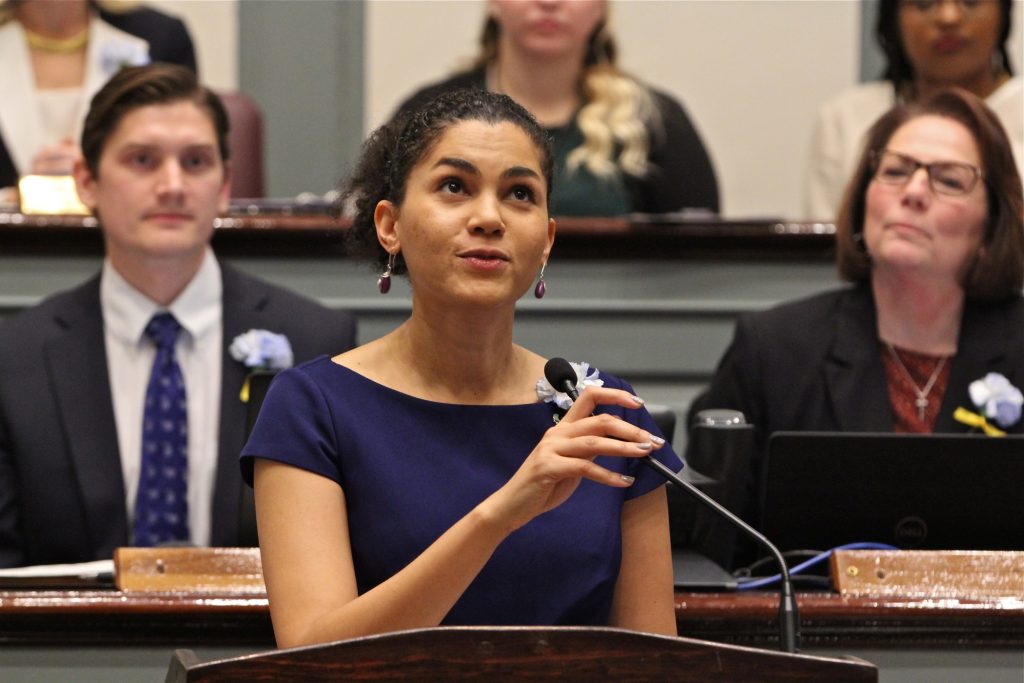 2018 01 08-e lee-elizabeth lockman-delaware dover legislative hall Delaware state Sen. Tizzy Lockman is one of the lead sponsors of the Black history education bill. (Emma Lee/WHYY)
