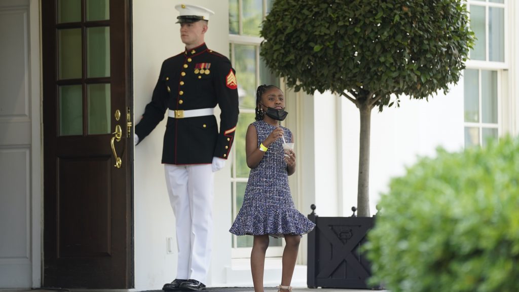 Gianna Floyd, George Floyd’s daughter, walks out of the West Wing door at the White House after meeting Tuesday with President Biden and Vice President Harris. Gianna Floyd, George Floyd's daughter, walks out of the West Wing door at the White House after meeting Tuesday with President Biden and Vice President Harris. (Evan Vucci/AP Photo)