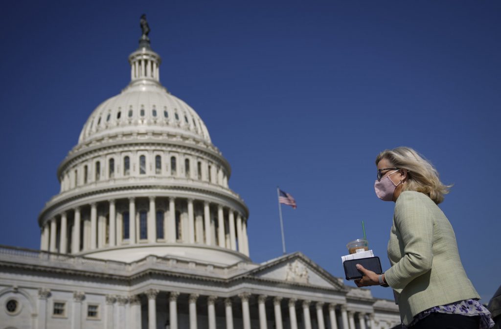 House GOP Leadership Hold News Conference To Discuss Situation At Southern Border Rep. Liz Cheney of Wyoming, seen here outside the U.S. Capitol