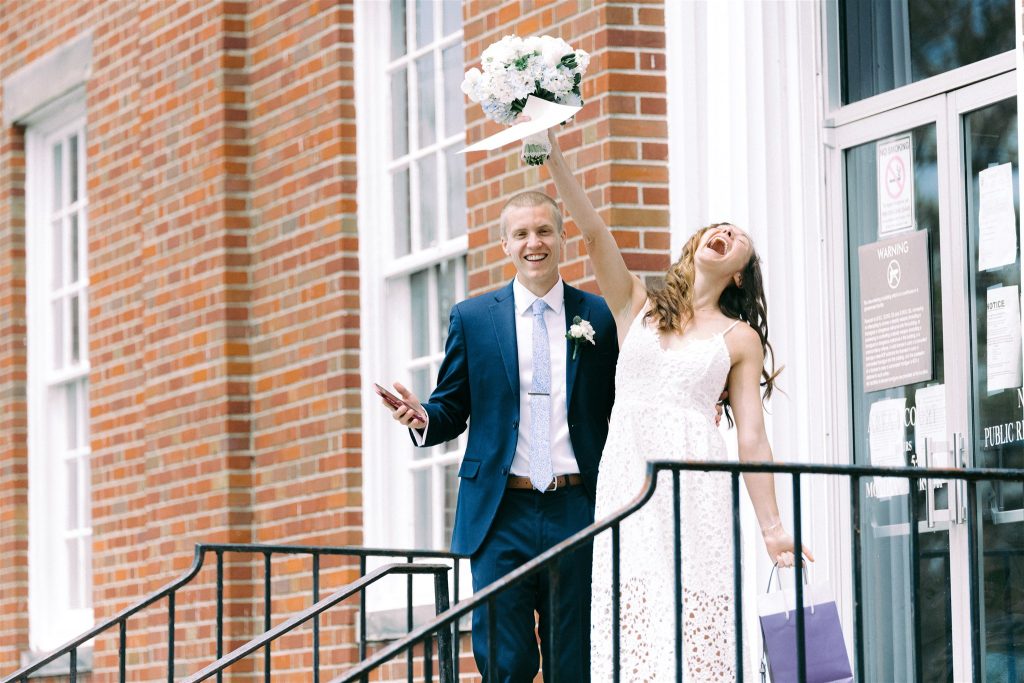 Laura & Brian Laura Even and Brian Elliott were married at an Ohio courthouse in May 2020. After having to reschedule their large wedding celebration three times, they had their big event with friends and family on May 29, 2021. (Brittany Bays Photography)