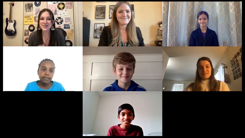 pm1 Students take part in the University of Delaware's Project Music, a music workshop program that moved online this year to help students maintain access to arts education. (Screenshot via Zoom)
