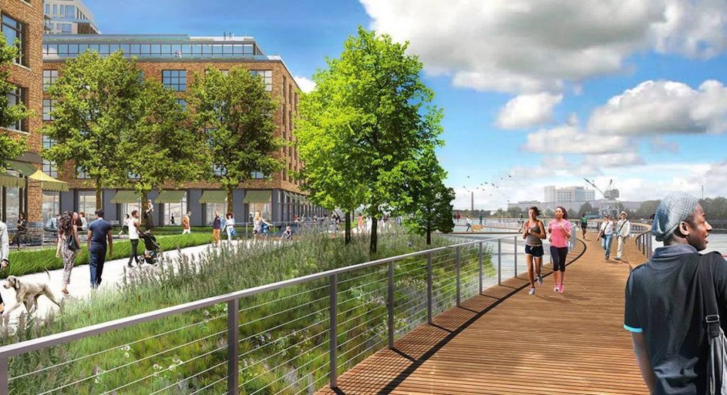 riverfront2 Artist renderings show plans for the redevelopment of the east side of the Wilmington Riverfront along the Christina River. (courtesy Friends of Riverfront Wilmington)