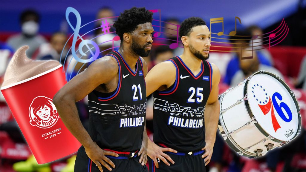 Joel Embiid and Ben Simmons BASE IMAGE: MATT SLOCUM / AP PHOTO