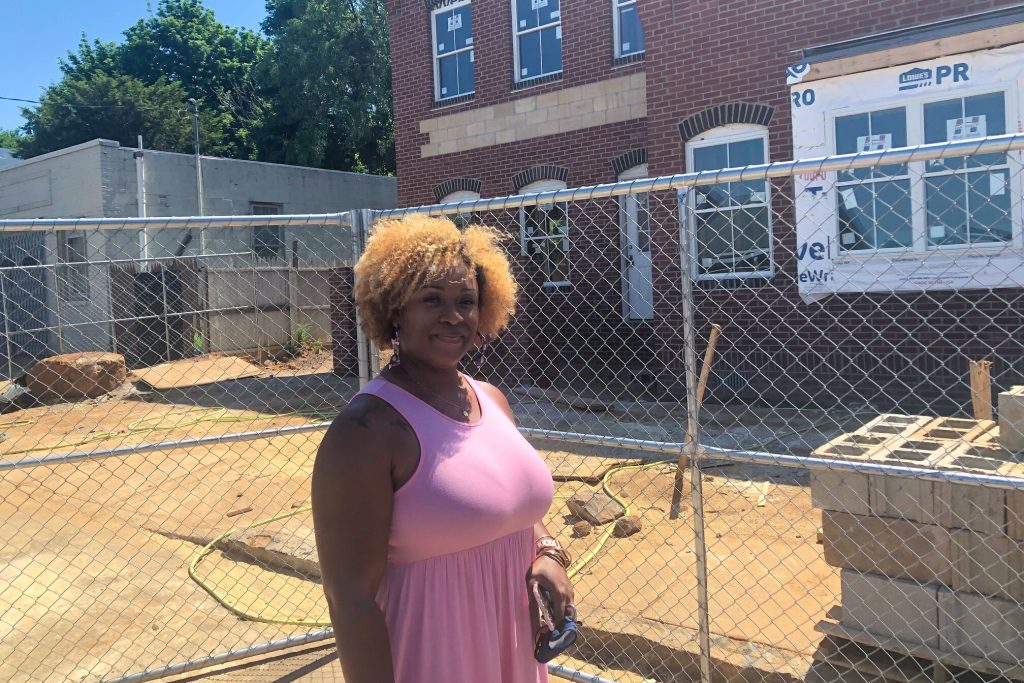 stacy-ada-compliant Stacy Shamburger says West End's new housing units will provide homes for young adults who have left the foster care system. (Cris Barrish/WHYY)