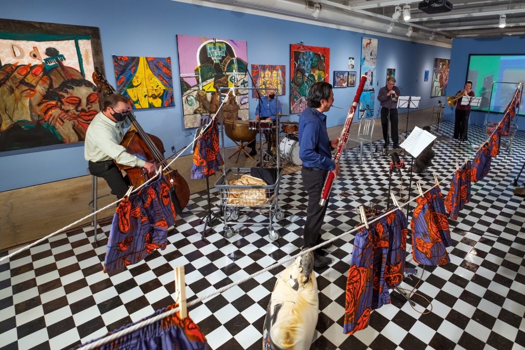 Harold Robinson, Don Liuzzi, Daniel Matsukawa, Jeffrey Curnow, and Jennifer Montone, rehearse
