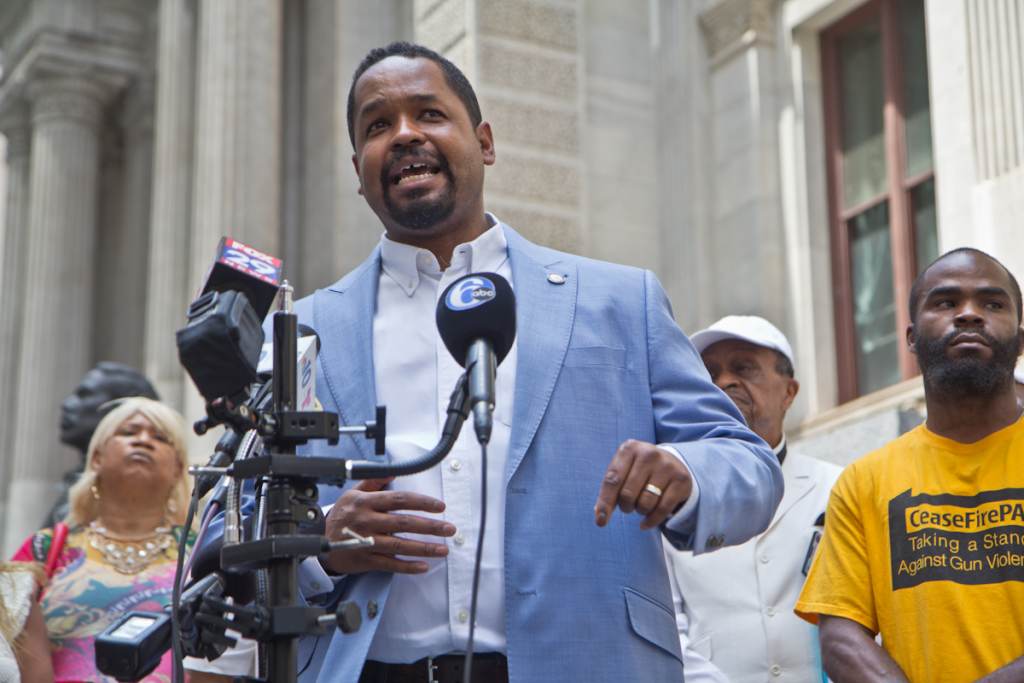 2021 06 28 k paynter anti-gun violence presser 2022 budget celebration-3 Pa. State Sen. Sharif Street addresses the media at a press conference