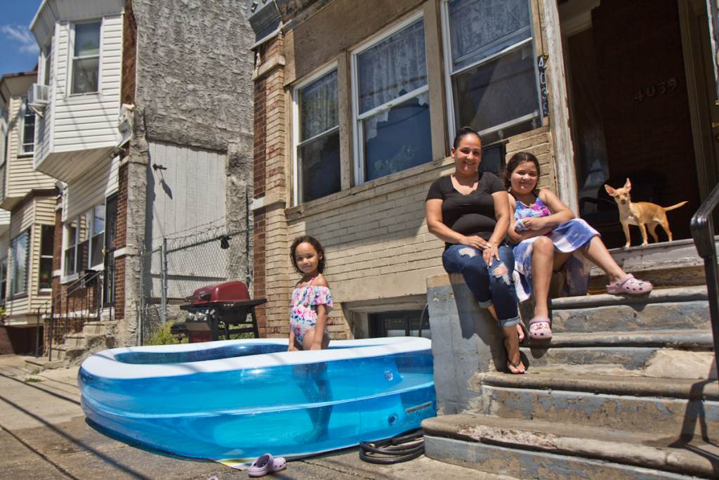2021 06 30 k paynter hunting park no pool-5 Jassy Perez has lived in the Hunting Park section of Philadelphia for over 30 years. She used to take her kids, Juliani Morell, 6, and Zeahani Morell, 10, to the neighborhood pool twice a week. (Kimberly Paynter/WHYY)