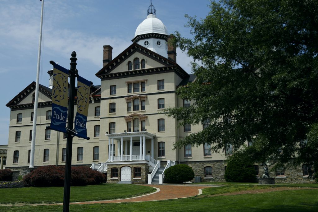 Widener University The exterior of a Widener University building on campus