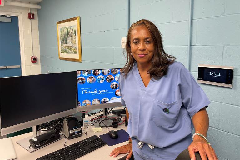 Dr. Coker says staffers will teach people how to use technology to access virtual medical care from home. (Cris Barrish/WHYY)