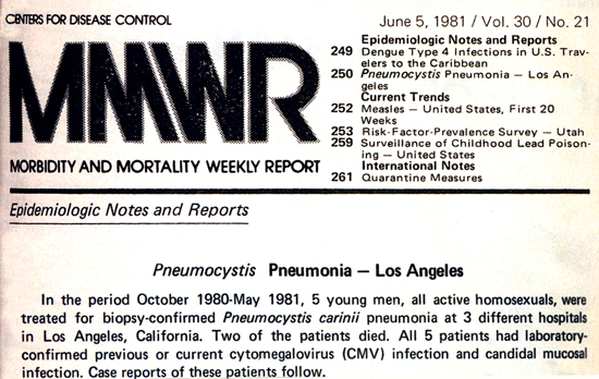 A 1981 CDC report details the first five cases of what would later be known as AIDS
