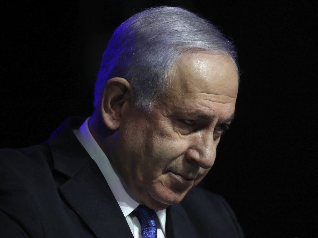 Benjamin Netanyahu Israeli Prime Minister Benjamin Netanyahu tilts his head down