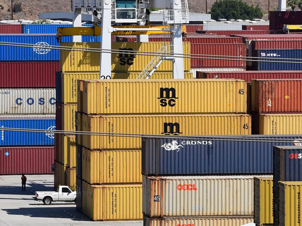 Shipping containers stacked high at the Port of Los Angeles, California on April 19. Supply chain disruptions are hitting small business owners across the U.S. Shipping containers stacked high at the Port of Los Angeles