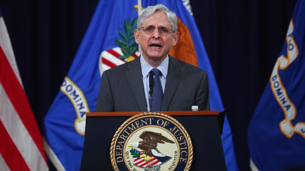 U.S. Attorney General Merrick Garland delivers remarks on voting rights at the Department of Justice on Friday. U.S. Attorney General Merrick Garland delivers remarks on voting rights at the Department of Justice on Friday. (Tom Brenner/Pool/Getty Images)