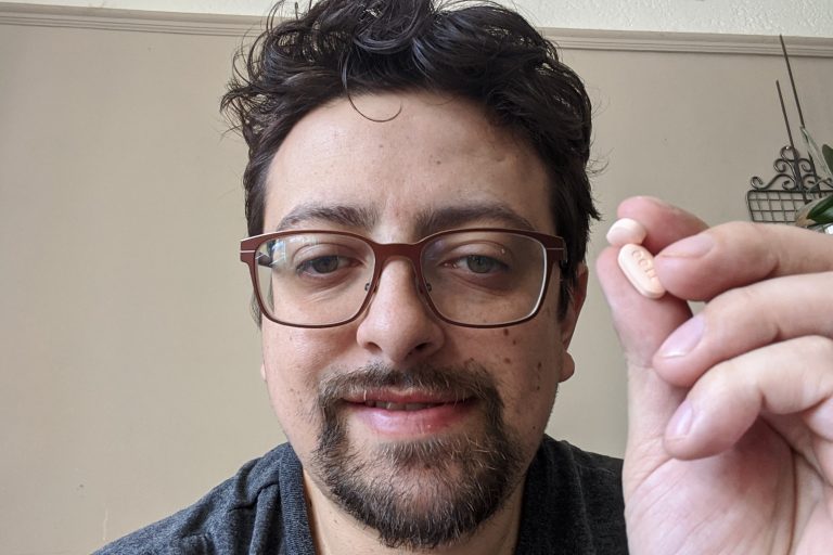 Cystic fibrosis patient Jacob Jaramillo taking his first dose of Trikafta. Trikafta costs $360,000 a year per patient, a big price the Canadian government has hesitated to approve. (Courtesy of Jacob Jaramillo)