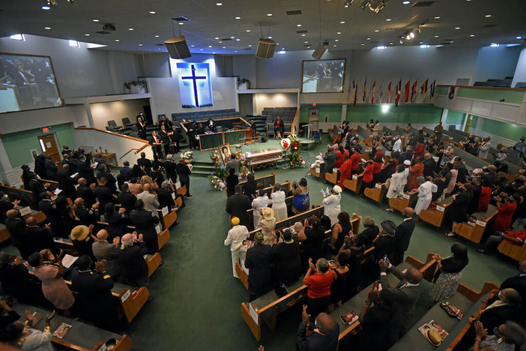 01 The funeral for former Camden Mayor Gwen Faison on July 21 at Antioch Baptist Church in Camden. (April Saul for WHYY)