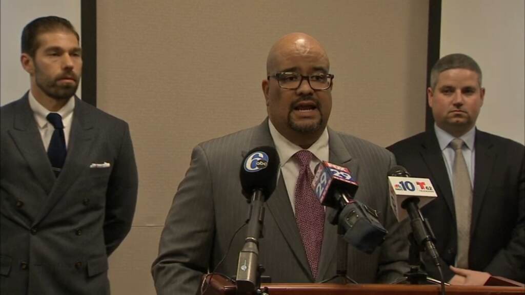 10899655_010918-wpvi-kauffman-charges-tyner-newser-raw-video-vid Damon Tyner, the Atlantic County prosecutor, resigned Tuesday after facing multiple lawsuits and ethics complaints. (6ABC)