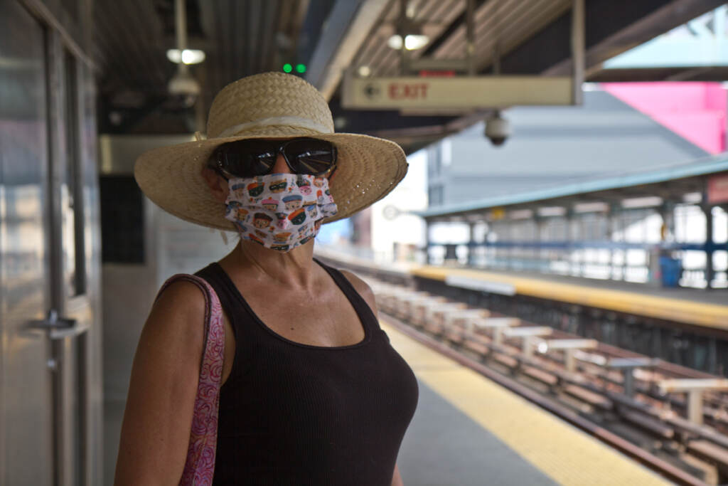 Ruth Brown stands while waiting for a Market-Frankford Line train