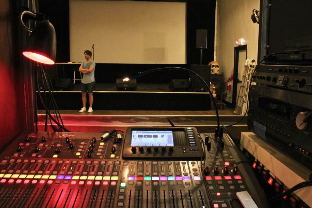 A closeup of a sound board at the PhilaMOCA