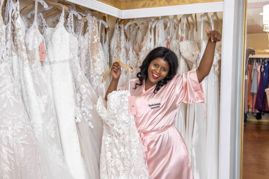 Image from iOS (157) Madelange Laroche at her bridal shop. (Courtesy of Madelange Laroche)