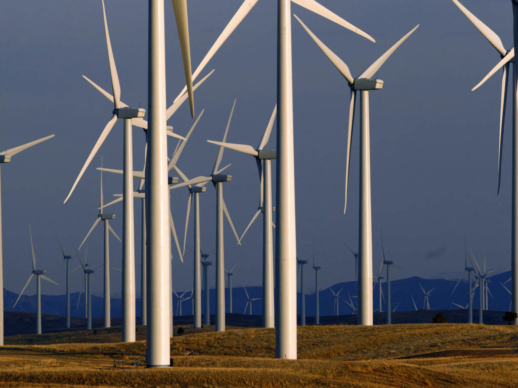 A wind turbine farm