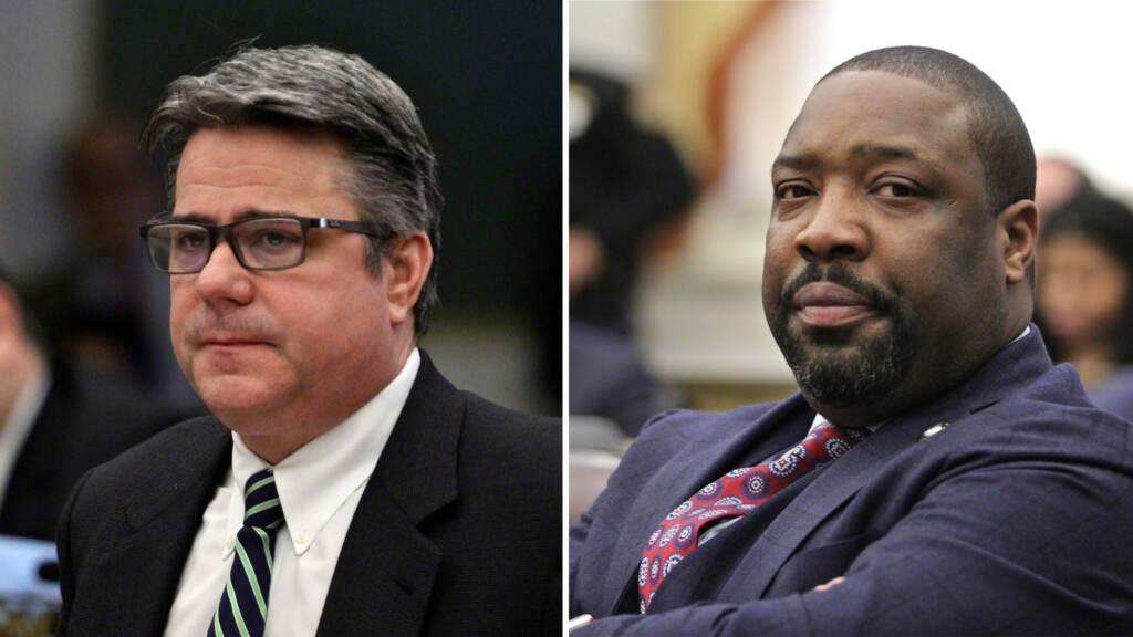bobbyhenon-kenyattajohnson Councilmember Bobby Henon and Councilmember Kenyatta Johnson face separate federal indictments. (Emma Lee / WHYY)