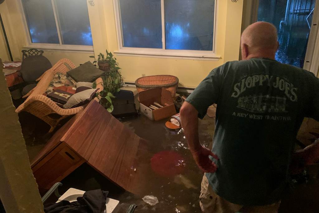 bucks_county_flooding_071321_01 A Bucks County resident observes the aftermath of flooding at his residence.