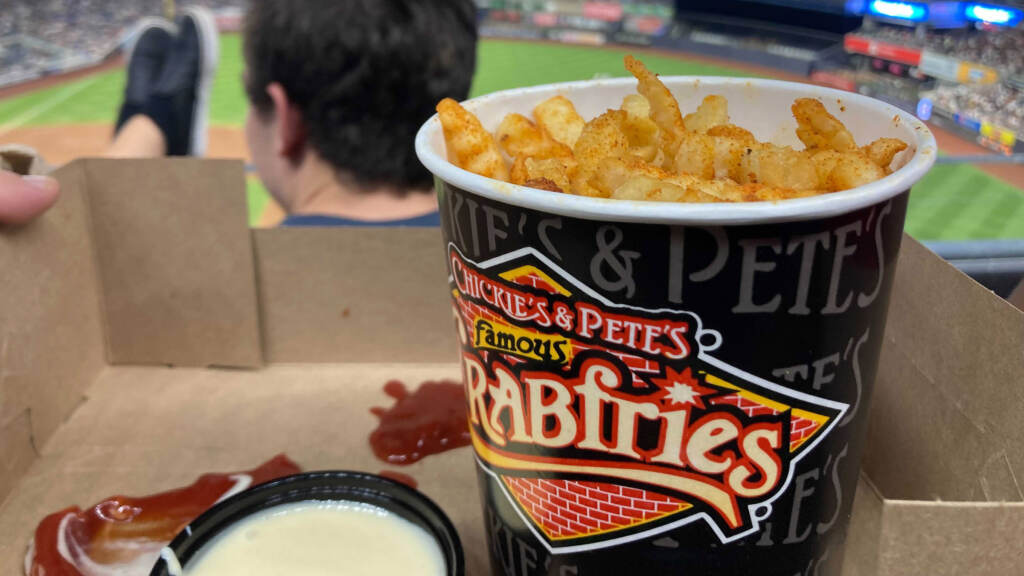 crabfries-yankeestadium-crop Crabfries and cheese sauce are pictured at Yankee Stadium