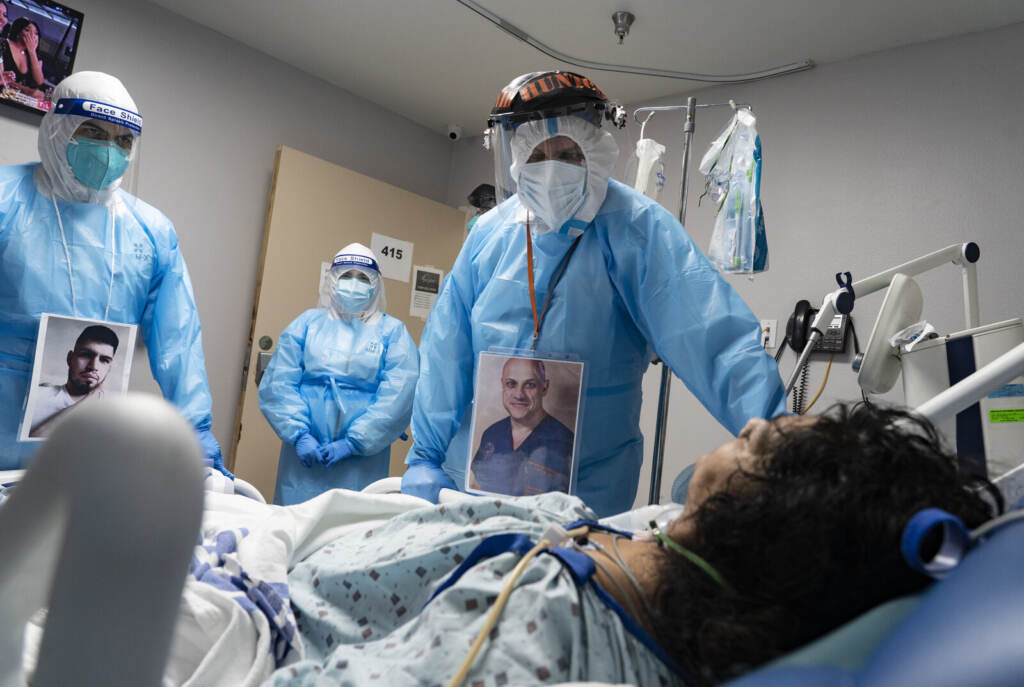Bloomberg Best Of The Year 2020 Medical staff members check on a patient in the COVID-19 Intensive Care Unit