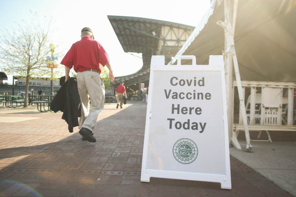 Free COVID-19 vaccines are offered in May before a baseball game between the Rochester Red Wings and the Scranton/Wilkes-Barre RailRiders in Rochester, N.Y. Free COVID-19 vaccines are offered in May before a baseball game between the Rochester Red Wings and the Scranton/Wilkes-Barre RailRiders in Rochester, N.Y. (Joshua Bessex/Getty Images)