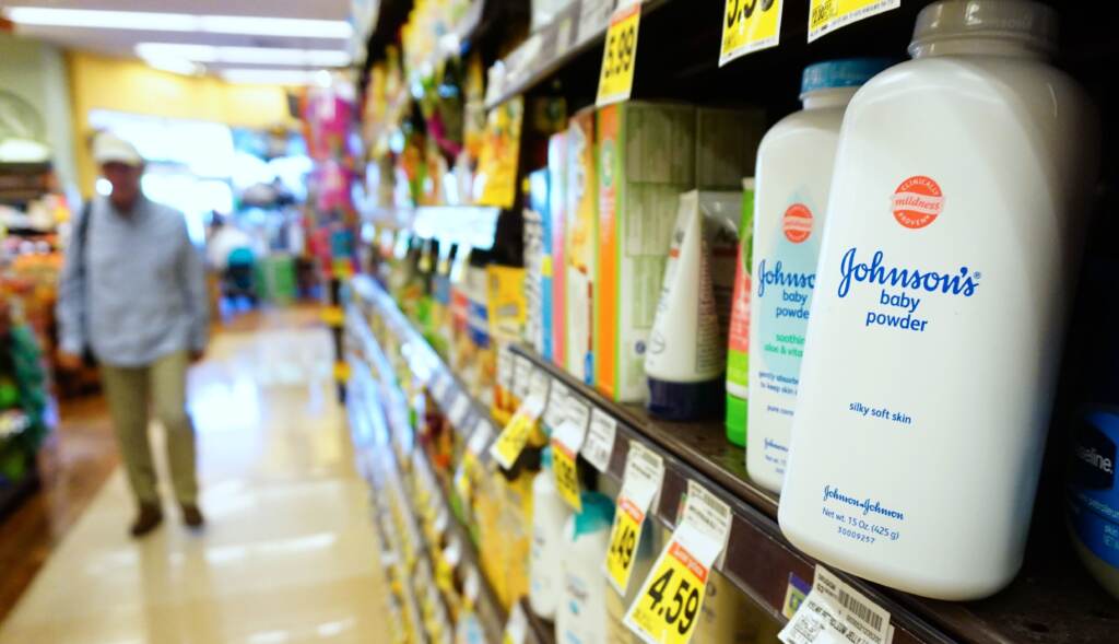 Johnson & Johnson is facing tens of thousands of lawsuits over claims that its talcum-based products caused users to develop cancer. The company says its powder products are safe. Johnson & Johnson is facing tens of thousands of lawsuits over claims that its talcum-based products caused users to develop cancer. The company says its powder products are safe. (Frederic J. Brown/AFP via Getty Images)