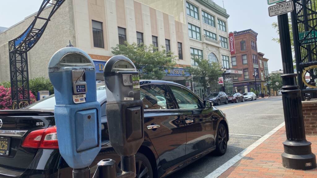 parking_meter_wilmington_ME_072021 Parking meters are pictured in front of a car parked in Wilmington