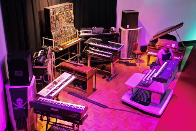 Keith Emerson's keyboard set-up is recreated in the studio