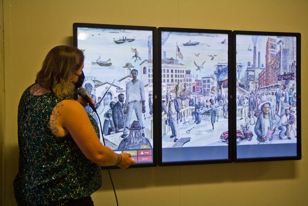 2021 08 12 k paynter historical mural camden city hall-3 The city of Camden unveiled an historical, interactive mural at City Hall on August 12, 2021. (Kimberly Paynter/WHYY)