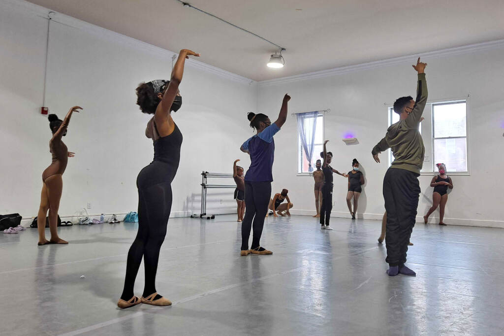 20210822_115345 Roderick Phifer, rehearsal director for the Chocolate Ballerina Company, leads a group of young dancers through an audition for a winter production of the
