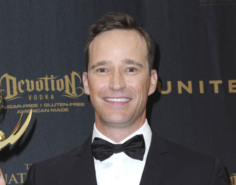 Producer Mike Richards poses in the pressroom at the 43rd annual Daytime Emmy Awards on May 1, 2016, in Los Angeles. Richards stepped down as host of “Jeopardy!” after a report about past misogynistic comments surfaced this week. (Photo by Richard Shotwell/Invision/AP, File)