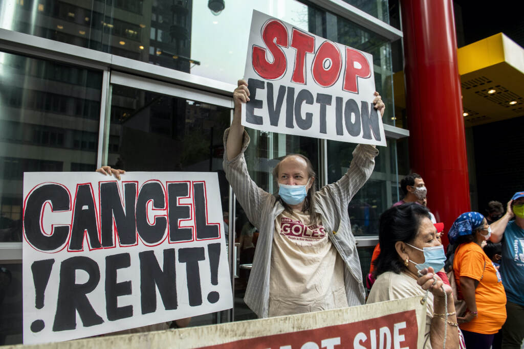Housing advocates protest on the eviction moratorium in New Yor