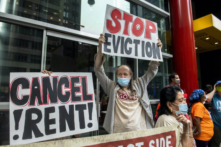 Housing advocates protest on the eviction moratorium in New Yor