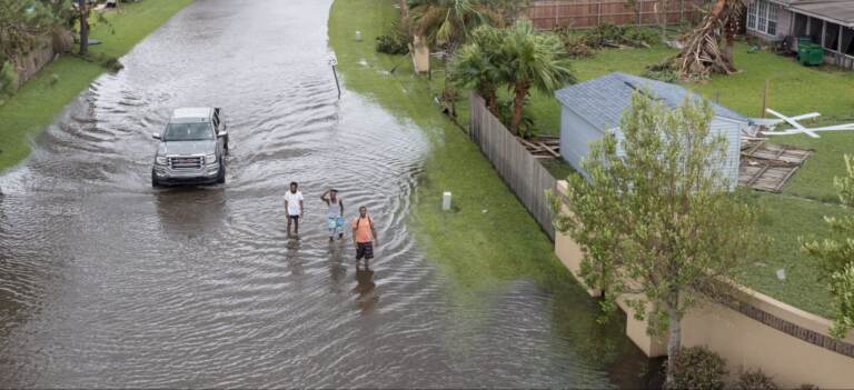 Flooded streets are shown in the Spring Meadow subdivision in LaPlace, La., after Hurricane Ida moved through Monday, Aug. 30, 2021. Hard-hit LaPlace is squeezed between the Mississippi River and Lake Pontchartrain. (Steve Helber / AP Photo)