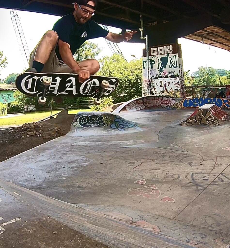 Nick Ludwig, Delco Skatepark Coalition board member, doing a boneless at Grays Ferry Skatepark in Philadelphia. Courtesy – Nick Ludwig Nick Ludwig, Delco Skatepark Coalition board member, doing a boneless at Grays Ferry Skatepark in Philadelphia