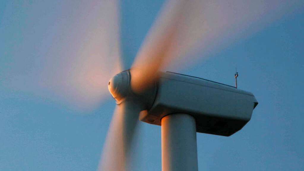 New England Wind A closeup of an offshore wind turbine