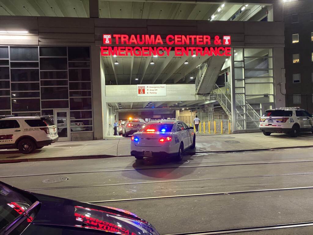 PPD_officer_shot_carjacking_082421 The exterior of the trauma center entrance of Temple Hospital