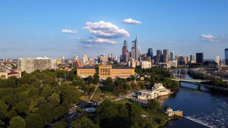 Philadelphia city skyline.