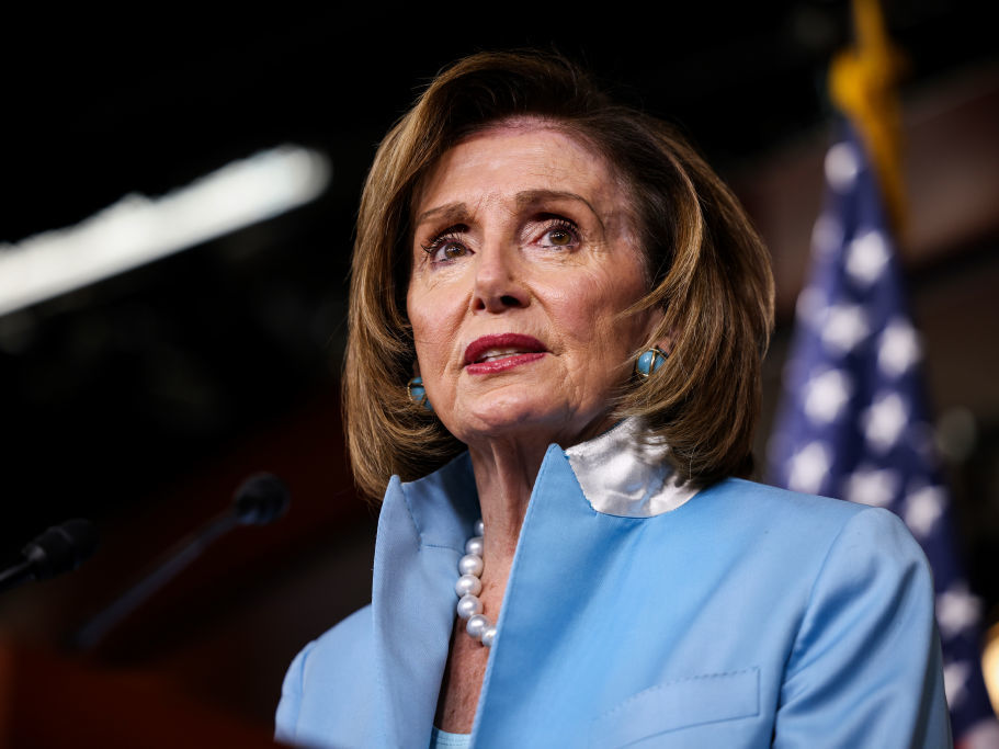 House Speaker Nancy Pelosi, D-Calif., is working to keep moderates and progressives on the same page to move two separate bills — an infrastructure bill and a broader spending package. House Speaker Nancy Pelosi (D-CA) speaks at her weekly news conference at the Capitol building on August 06, 2021 in Washington, DC. (Anna Moneymaker/Getty Images)