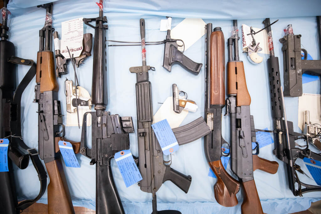 guns_buyback_event_NJ_081921 Guns are pictured on a table